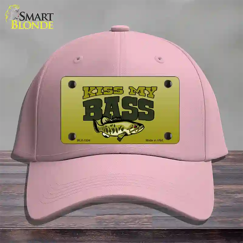 Kiss My Bass Novelty License Plate Hat Cotton / Pink