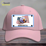 Waving Flag Bald Eagle Novelty License Plate Hat Cotton / Pink