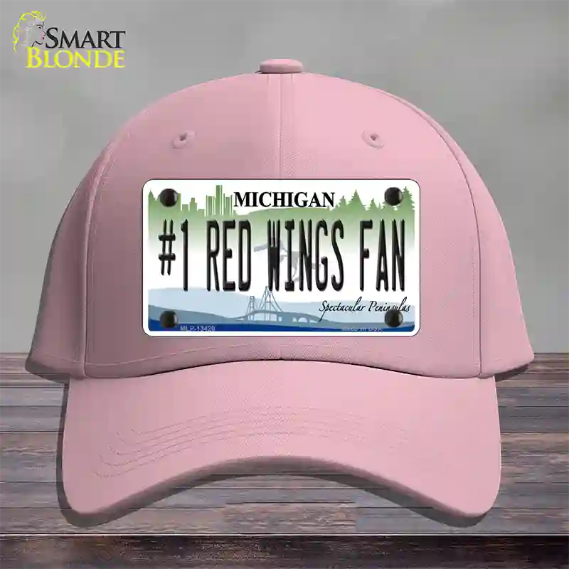 Number 1 Red Wings Fan Novelty License Plate Hat Tag Cotton / Pink