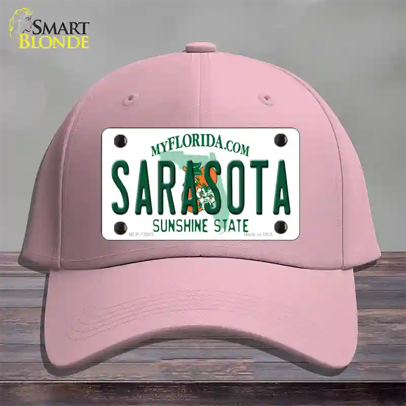 Sarasota Florida Novelty License Plate Hat Cotton / Pink