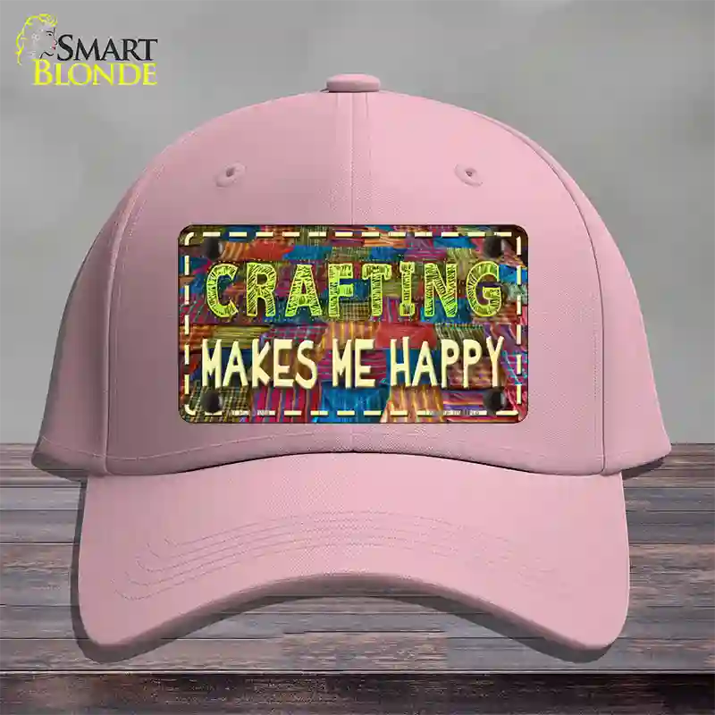 Crafting Makes Me Happy Novelty License Plate Hat Tag Cotton / Pink