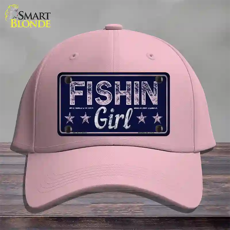 Fishin Girl Novelty License Plate Hat Tag Cotton / Pink