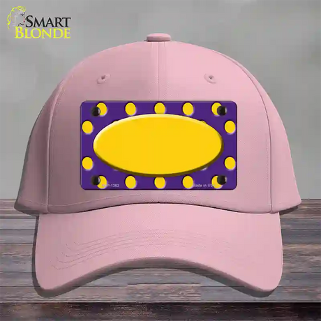 Yellow Purple Polka Dot Center Oval Novelty License Plate Hat Cotton / Pink