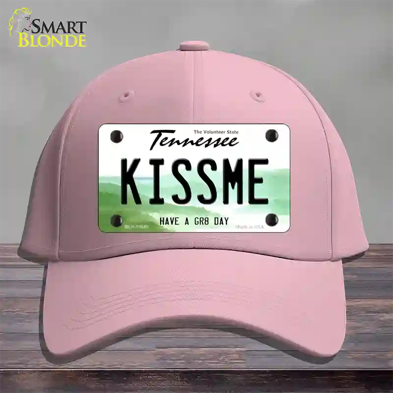 Kiss Me Novelty License Plate Hat Tag Cotton / Pink