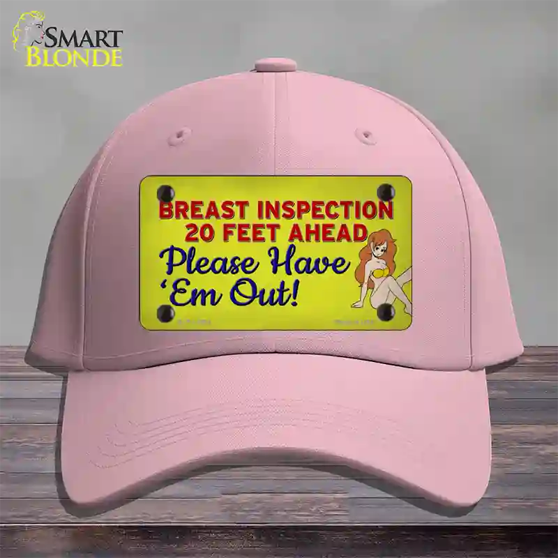 Breast Inspection Ahead Novelty License Plate Hat Tag Cotton / Pink