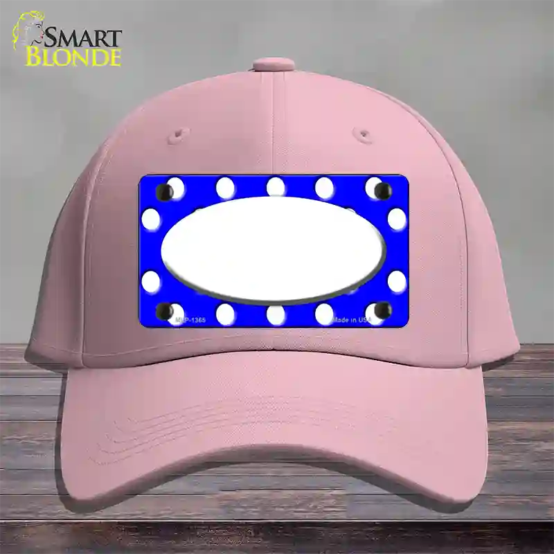 White Royal Blue Polka Dot Center Oval Novelty License Plate Hat Cotton / Pink