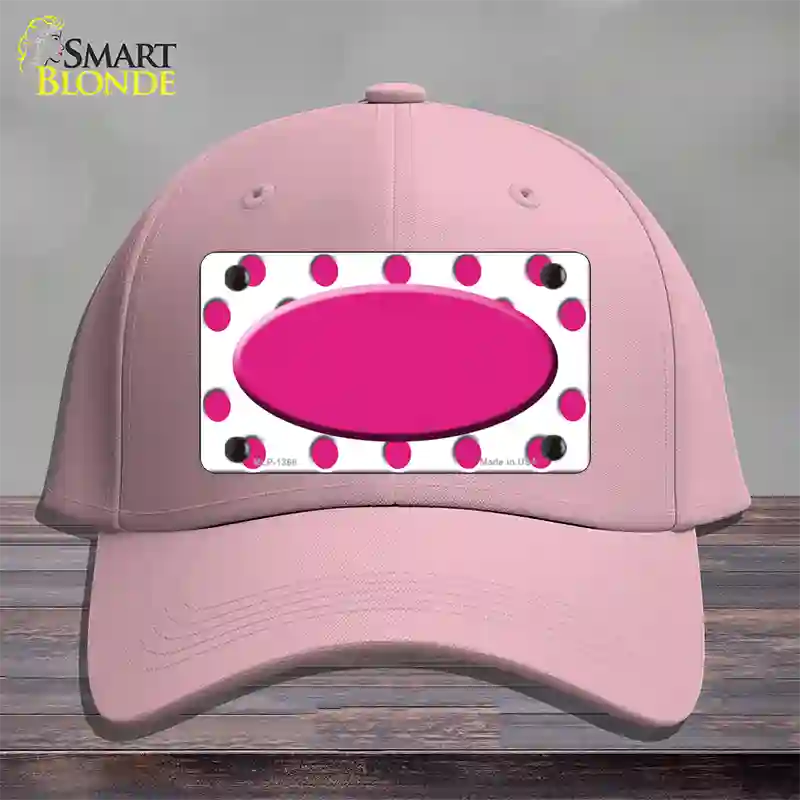 Hot Pink White Polka Dot Center Oval Novelty License Plate Hat Cotton / Pink