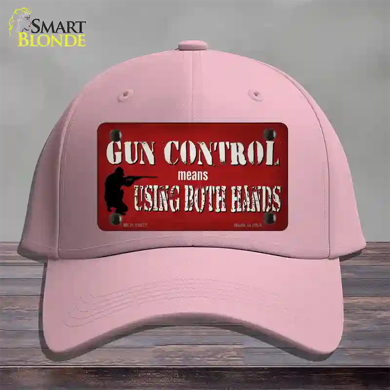 Gun Control Use Both Hands Novelty License Plate Hat Tag Cotton / Pink