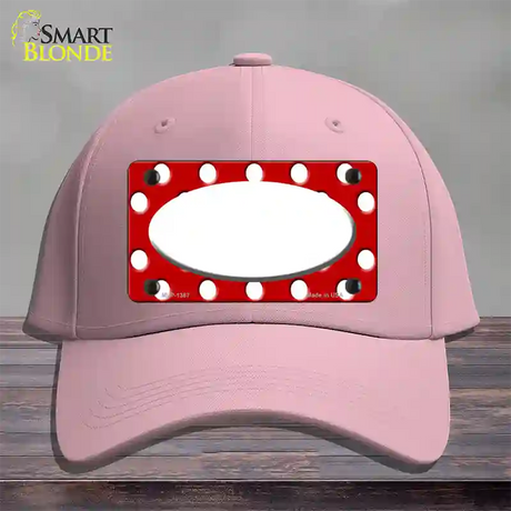 White Red Polka Dot Center Oval Novelty License Plate Hat Cotton / Pink