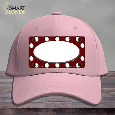 White Burgundy Polka Dot White Center Oval Novelty License Plate Hat Cotton / Pink