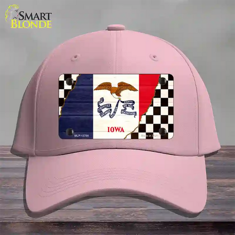 Iowa Racing Flag Novelty License Plate Hat Tag Cotton / Pink