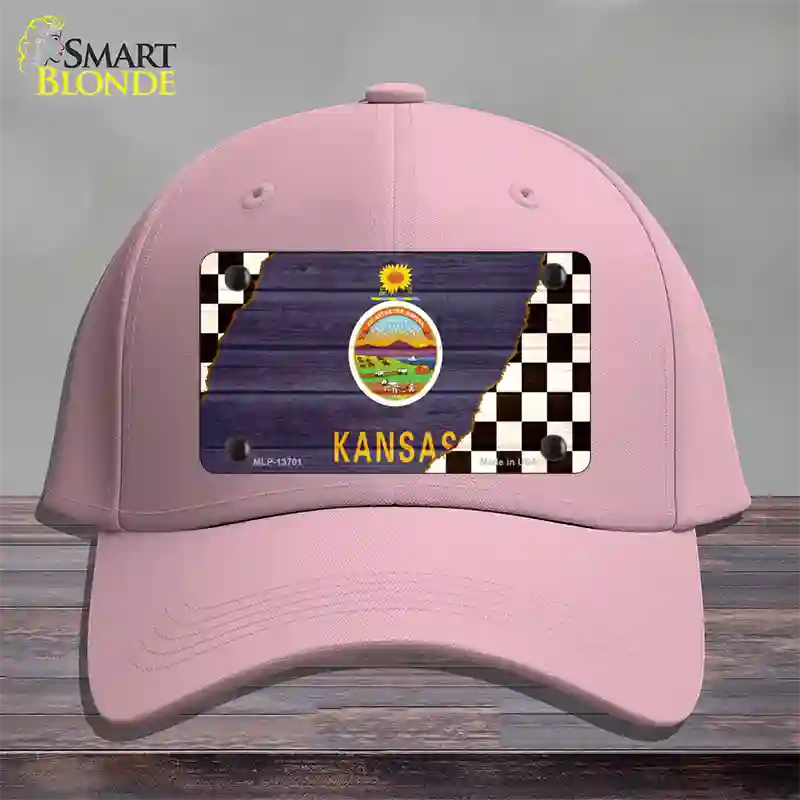 Kansas Racing Flag Novelty License Plate Hat Tag Cotton / Pink