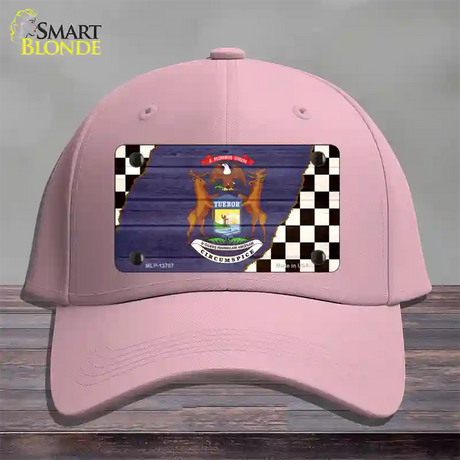 Michigan Racing Flag Novelty License Plate Hat Tag Cotton / Pink