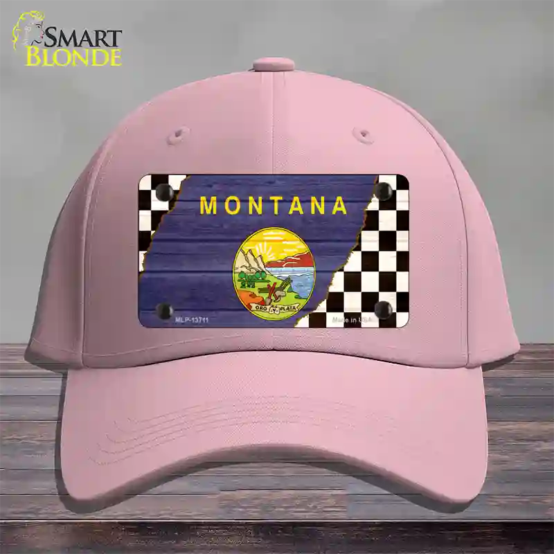 Montana Racing Flag Novelty License Plate Hat Tag Cotton / Pink