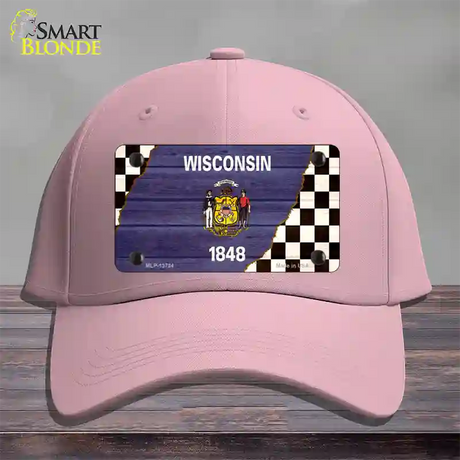 Wisconsin Racing Flag Novelty License Plate Hat Tag Cotton / Pink