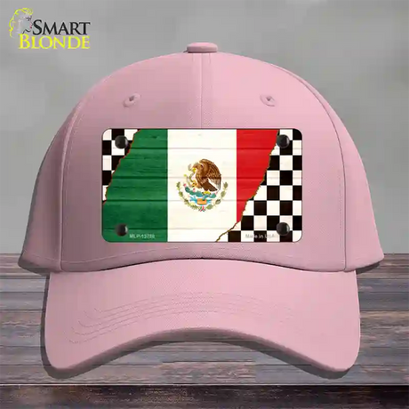 Mexico Racing Flag Novelty License Plate Hat Tag Cotton / Pink