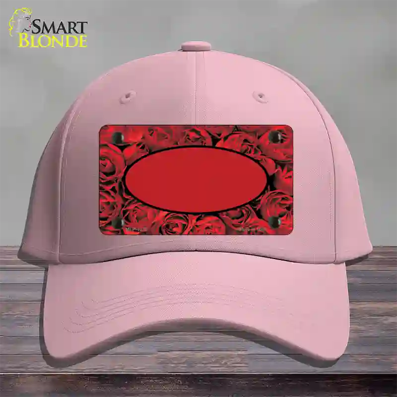 Red Roses With Red Center Oval Novelty License Plate Hat Cotton / Pink