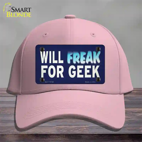 Will Freak For Geek Novelty License Plate Hat Tag Cotton / Pink