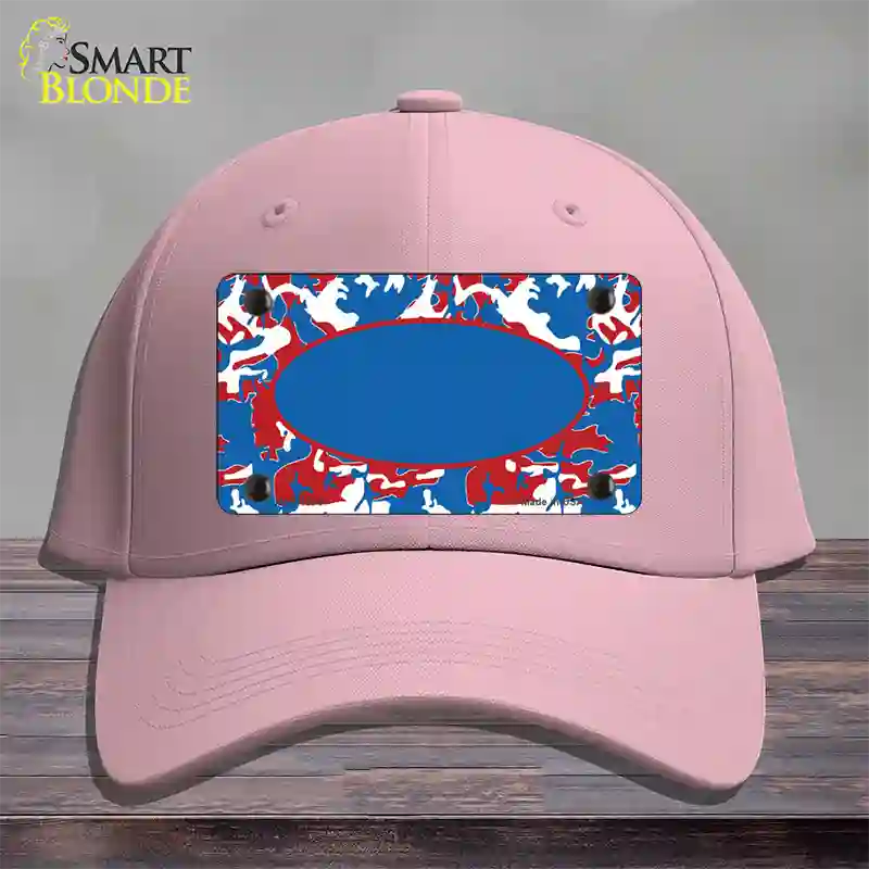 Patriotic Camouflage With Blue Center Oval Novelty License Plate Hat Cotton / Pink