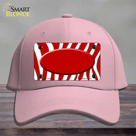 Red White Zebra Center Oval Novelty License Plate Hat Cotton / Pink