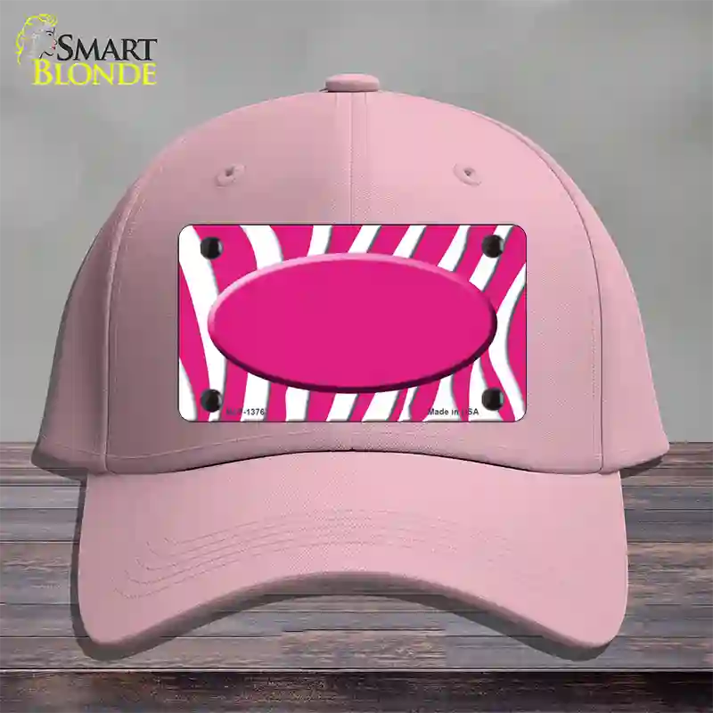 Hot Pink White Zebra Center Oval Novelty License Plate Hat Cotton / Pink