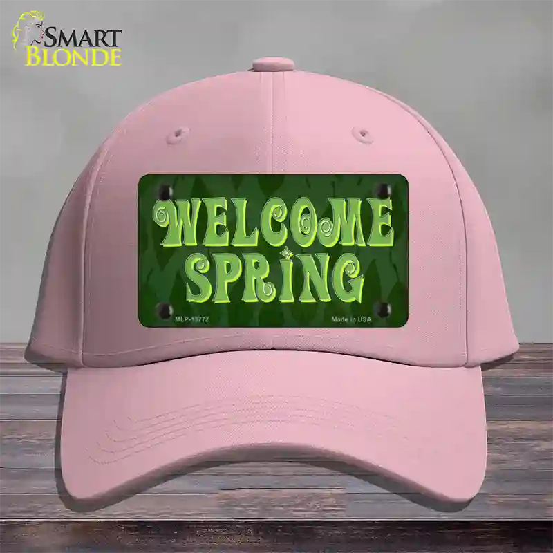 Welcome Spring Novelty License Plate Hat Tag Cotton / Pink