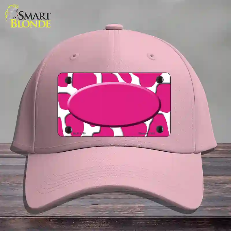 Pink White Giraffe Center Oval Novelty License Plate Hat Cotton / Pink