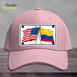 Colombia USA Crossed Flags Novelty License Plate Hat Tag Cotton / Pink