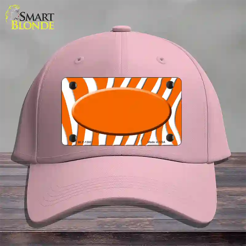 Orange White Zebra Center Oval Novelty License Plate Hat Cotton / Pink