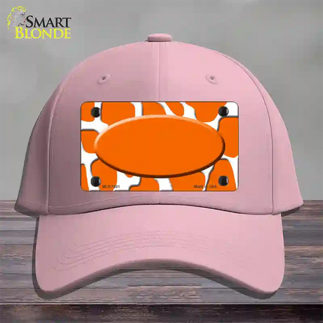 Orange White Giraffe Center Oval Novelty License Plate Hat Cotton / Pink