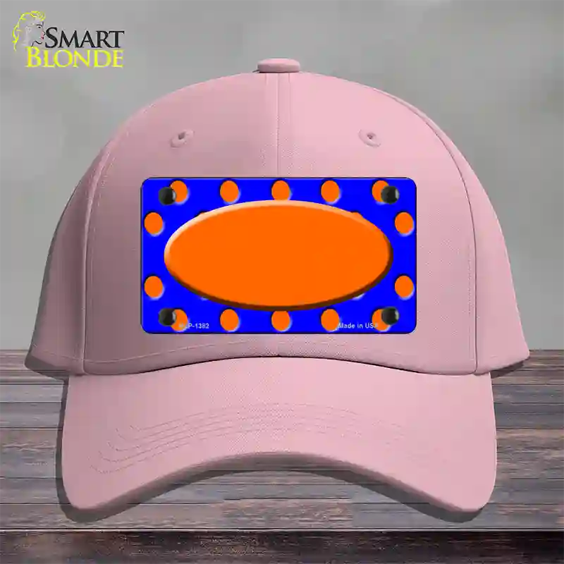 Orange Royal Blue Polka Dot Orange Center Oval Novelty License Plate Hat Cotton / Pink