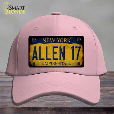 Allen 17 New York Yellow Novelty License Plate Hat Tag Cotton / Pink