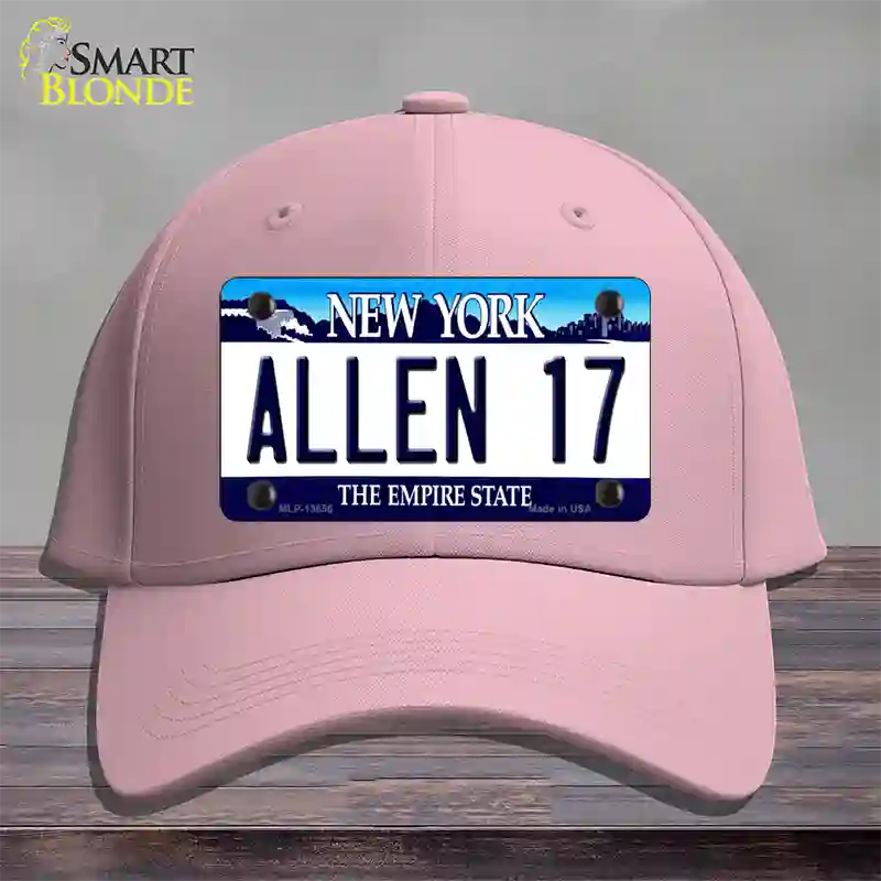 Allen 17 NY Blue Novelty License Plate Hat Tag Cotton / Pink