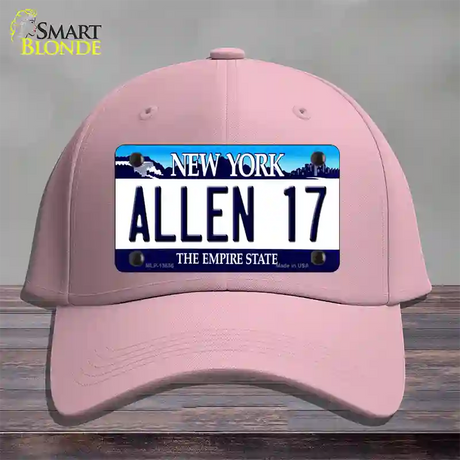 Allen 17 NY Blue Novelty License Plate Hat Tag Cotton / Pink