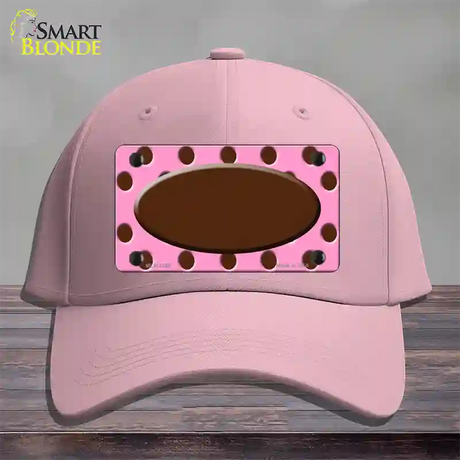 Brown Pink Polka Dot Brown Center Oval Novelty License Plate Hat Cotton / Pink