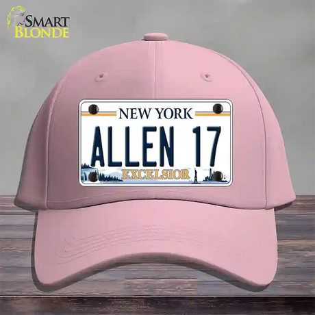 Allen 17 NY Excelsior Novelty License Plate Hat Tag Cotton / Pink