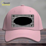 White Black Houndstooth Black Center Oval Novelty License Plate Hat Cotton / Pink