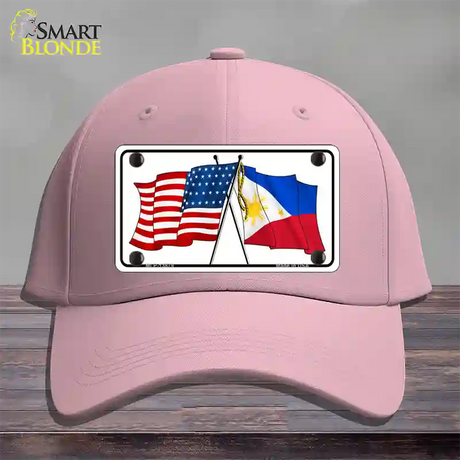 Philippines US Crossed Flag Novelty License Plate Hat Tag Cotton / Pink