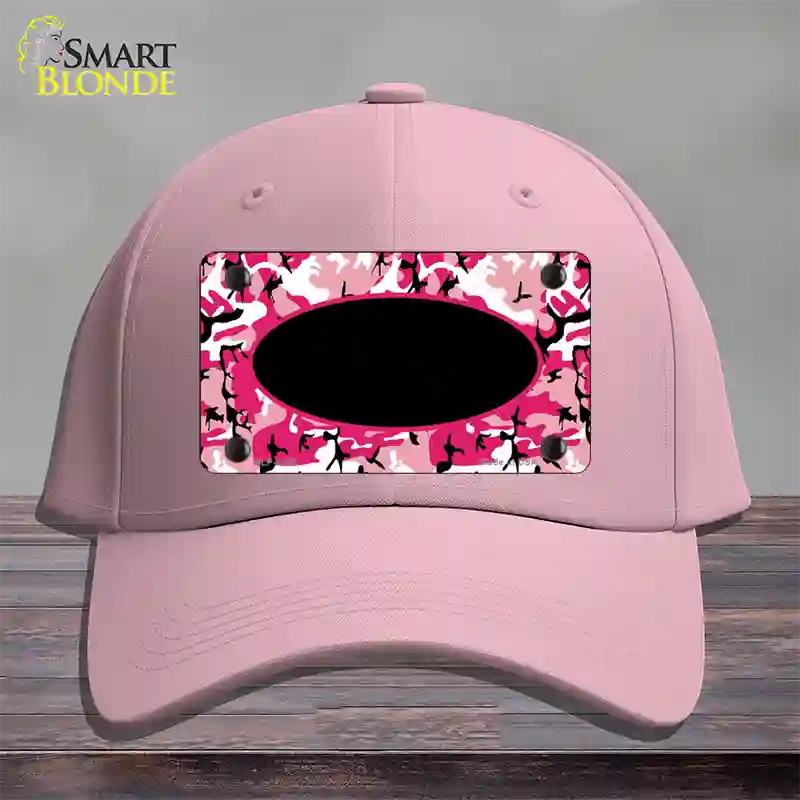 Pink Camo With Black Center Oval Novelty License Plate Hat Cotton / Pink