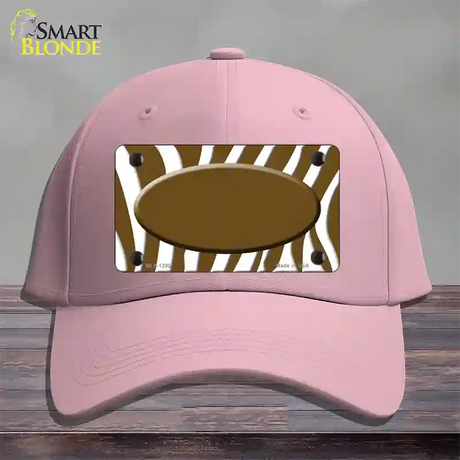 Brown White Zebra Center Oval Novelty License Plate Hat Cotton / Pink