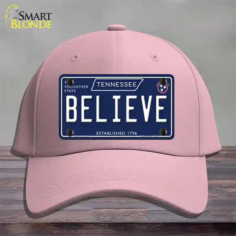 Believe Tennessee Blue Novelty License Plate Hat Tag Cotton / Pink