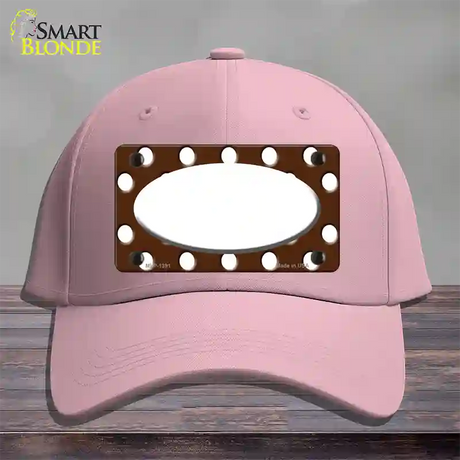 White Brown Polka Dot Center Oval Novelty License Plate Hat Cotton / Pink