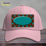 Teal Brown Polka Dot Center Oval Novelty License Plate Hat Cotton / Pink