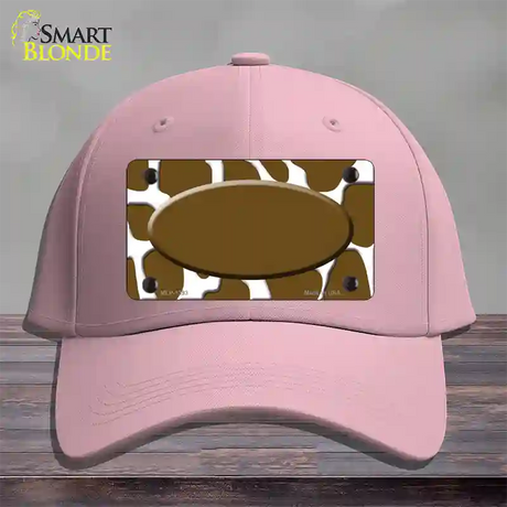 Brown White Giraffe Center Oval Novelty License Plate Hat Cotton / Pink