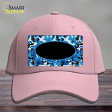 Blue Camo With Black Center Oval Novelty License Plate Hat Cotton / Pink