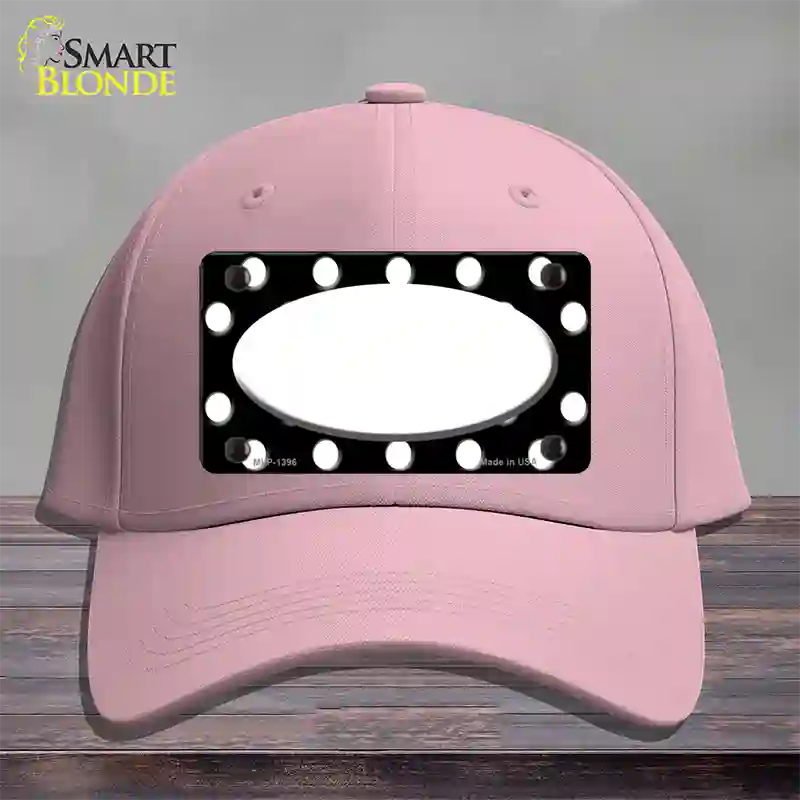 White Black Polka Dot Center Oval Novelty License Plate Hat Cotton / Pink