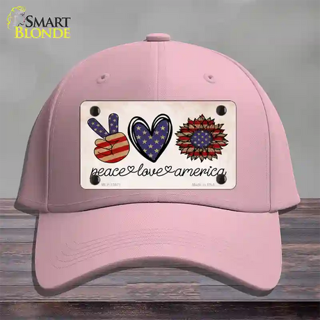 Peace Love America Novelty License Plate Hat Tag Cotton / Pink