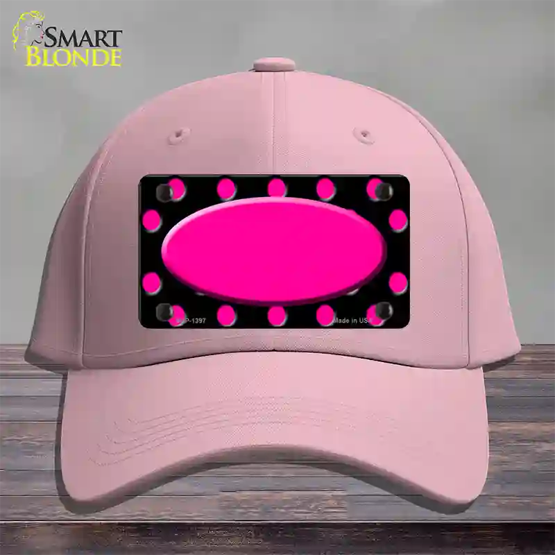 Pink Black Polka Dot Pink Center Oval Black Novelty License Plate Hat Cotton / Pink