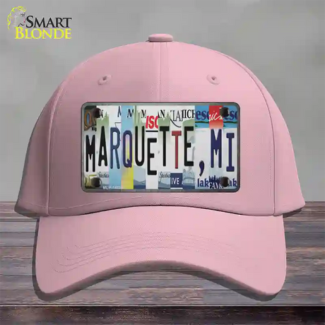 Marquette MI Strip Art Novelty License Plate Hat Tag Cotton / Pink