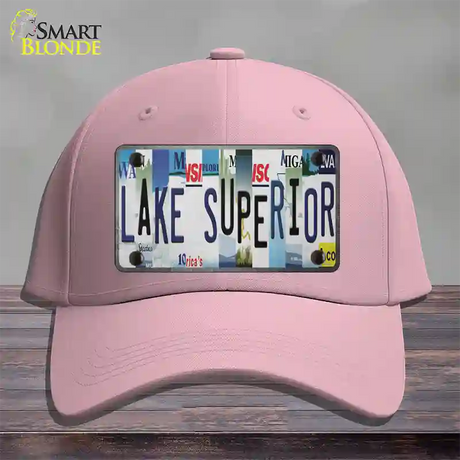 Lake Superior Strip Art Novelty License Plate Hat Tag Cotton / Pink